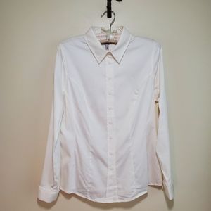 Bravissimo classic white collar long sleeve blouse, size 14 really curvy
